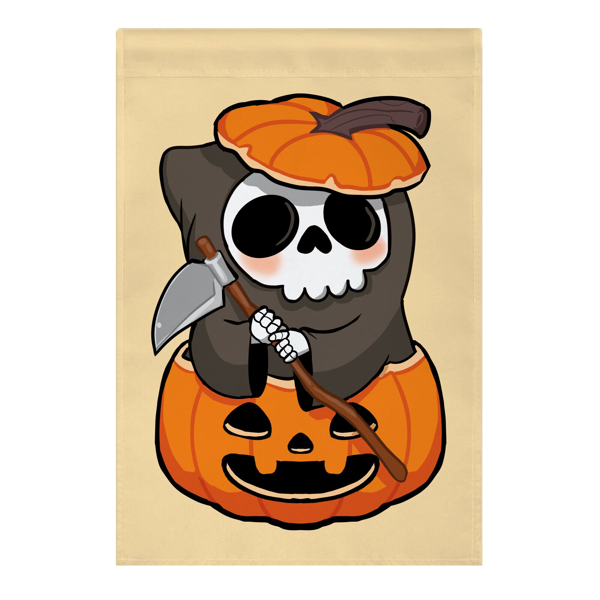 Cute Halloween Grim Reaper Garden Flag